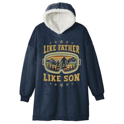 Funny Snowboarding Like Father Like Son Retro Snowboarders Gift Hooded Wearable Blanket