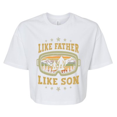 Funny Snowboarding Like Father Like Son Retro Snowboarders Gift Bella+Canvas Jersey Crop Tee