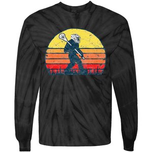 Funny Sasquatch Lax Bigfoot Lacrosse Tie-Dye Long Sleeve Shirt