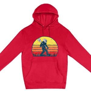 Funny Sasquatch Lax Bigfoot Lacrosse Premium Pullover Hoodie