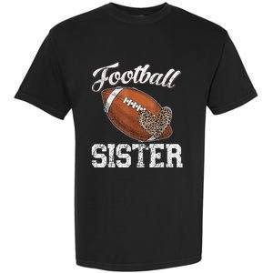 Football Sister Leopard Tee Ball Funny Mother's Day Garment-Dyed Heavyweight T-Shirt