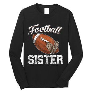 Football Sister Leopard Tee Ball Funny Mother's Day Long Sleeve Shirt