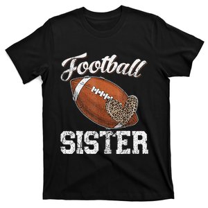 Football Sister Leopard Tee Ball Funny Mother's Day T-Shirt