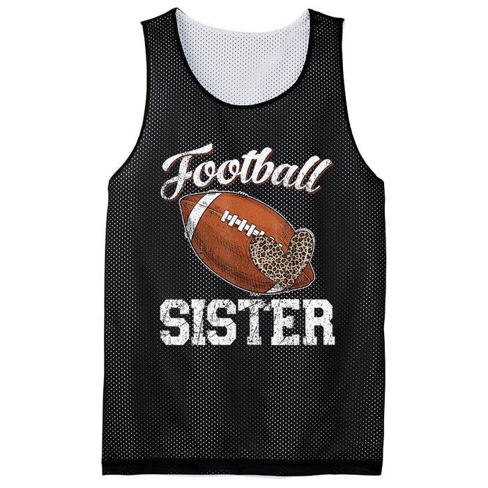 Football Sister Leopard Tee Ball Funny Mother's Day Mesh Reversible Basketball Jersey Tank