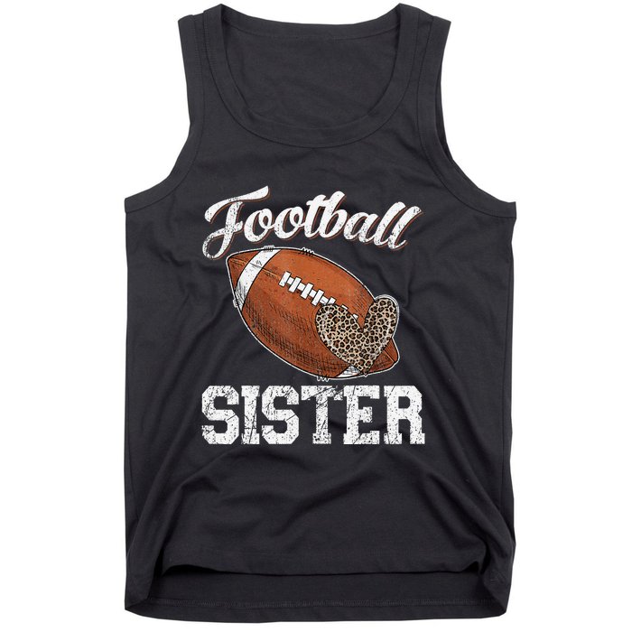 Football Sister Leopard Tee Ball Funny Mother's Day Tank Top