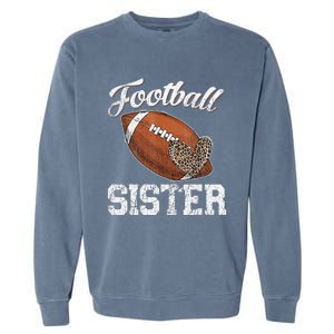 Football Sister Leopard Tee Ball Funny Mother's Day Garment-Dyed Sweatshirt