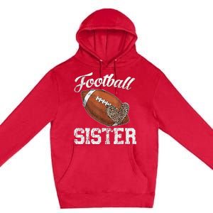 Football Sister Leopard Tee Ball Funny Mother's Day Premium Pullover Hoodie