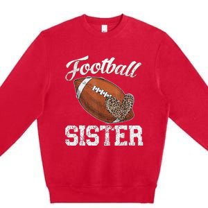 Football Sister Leopard Tee Ball Funny Mother's Day Premium Crewneck Sweatshirt