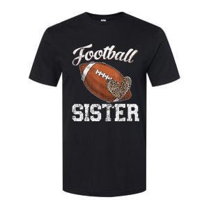 Football Sister Leopard Tee Ball Funny Mother's Day Softstyle CVC T-Shirt