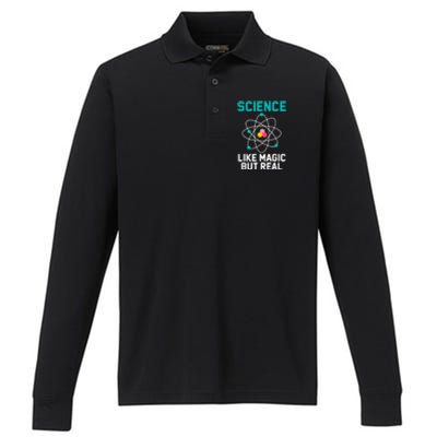 Funny Science Like Magic But Real Performance Long Sleeve Polo