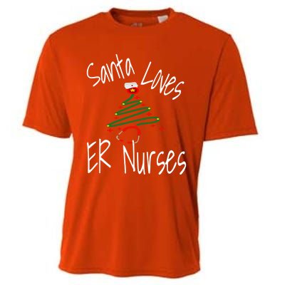 Funny Santa Loves Er Nurses Nursing Christmas Nurse Holiday Cool Gift Cooling Performance Crew T-Shirt