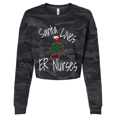 Funny Santa Loves Er Nurses Nursing Christmas Nurse Holiday Cool Gift Cropped Pullover Crew