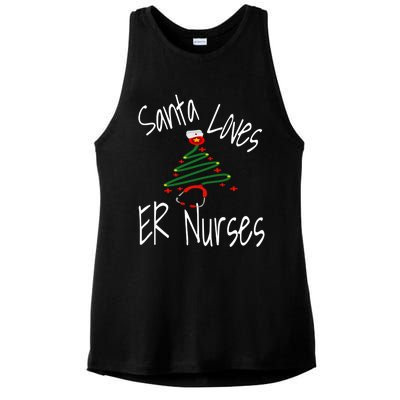 Funny Santa Loves Er Nurses Nursing Christmas Nurse Holiday Cool Gift Ladies PosiCharge Tri-Blend Wicking Tank