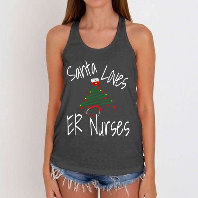 Funny Santa Loves Er Nurses Nursing Christmas Nurse Holiday Cool Gift Women's Knotted Racerback Tank