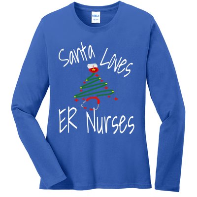 Funny Santa Loves Er Nurses Nursing Christmas Nurse Holiday Cool Gift Ladies Long Sleeve Shirt