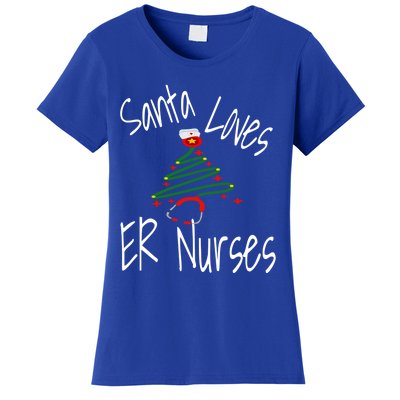 Funny Santa Loves Er Nurses Nursing Christmas Nurse Holiday Cool Gift Women's T-Shirt