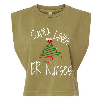 Funny Santa Loves Er Nurses Nursing Christmas Nurse Holiday Cool Gift Garment-Dyed Women's Muscle Tee