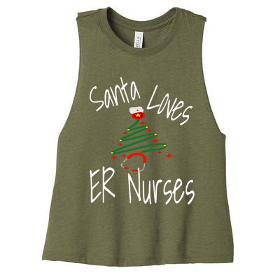 Funny Santa Loves Er Nurses Nursing Christmas Nurse Holiday Cool Gift Women's Racerback Cropped Tank