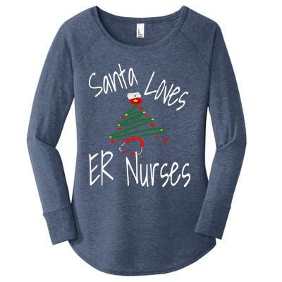 Funny Santa Loves Er Nurses Nursing Christmas Nurse Holiday Cool Gift Women's Perfect Tri Tunic Long Sleeve Shirt