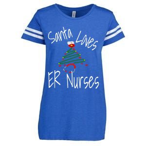 Funny Santa Loves Er Nurses Nursing Christmas Nurse Holiday Cool Gift Enza Ladies Jersey Football T-Shirt