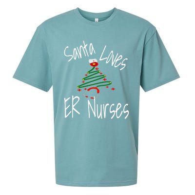 Funny Santa Loves Er Nurses Nursing Christmas Nurse Holiday Cool Gift Sueded Cloud Jersey T-Shirt