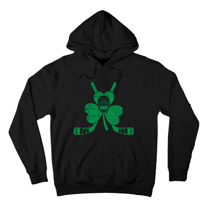 Funny Shamrock Leaf Hockey Sticks And Helmet St Patricks Day Gift Hoodie