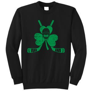 Funny Shamrock Leaf Hockey Sticks And Helmet St Patricks Day Gift Sweatshirt