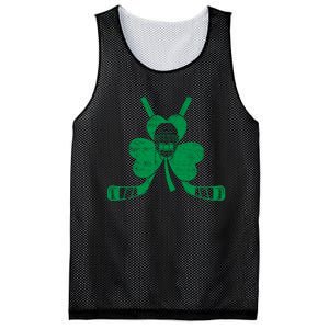 Funny Shamrock Leaf Hockey Sticks And Helmet St Patricks Day Gift Mesh Reversible Basketball Jersey Tank