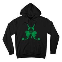 Funny Shamrock Leaf Hockey Sticks And Helmet St Patricks Day Gift Tall Hoodie