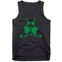 Funny Shamrock Leaf Hockey Sticks And Helmet St Patricks Day Gift Tank Top