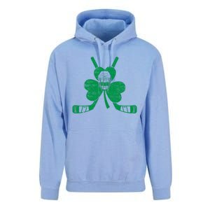 Funny Shamrock Leaf Hockey Sticks And Helmet St Patricks Day Gift Unisex Surf Hoodie