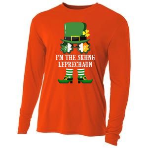 Funny Skiing Leprechaun Costume St Patrick's Day Funny Gift Cooling Performance Long Sleeve Crew