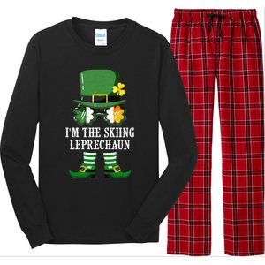 Funny Skiing Leprechaun Costume St Patrick's Day Funny Gift Long Sleeve Pajama Set