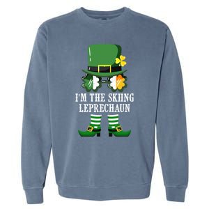 Funny Skiing Leprechaun Costume St Patrick's Day Funny Gift Garment-Dyed Sweatshirt