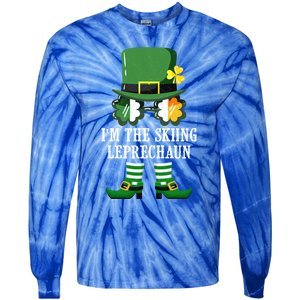 Funny Skiing Leprechaun Costume St Patrick's Day Funny Gift Tie-Dye Long Sleeve Shirt