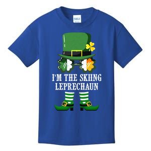 Funny Skiing Leprechaun Costume St Patrick's Day Funny Gift Kids T-Shirt