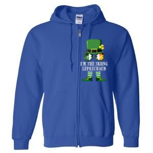 Funny Skiing Leprechaun Costume St Patrick's Day Funny Gift Full Zip Hoodie