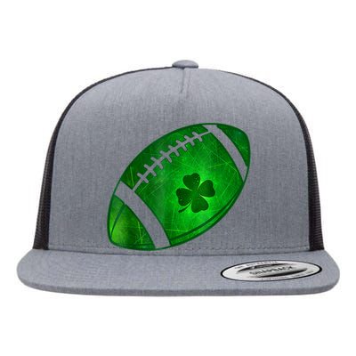 Football Shamrock Lucky Clover Irish St Patrick's Day Flat Bill Trucker Hat