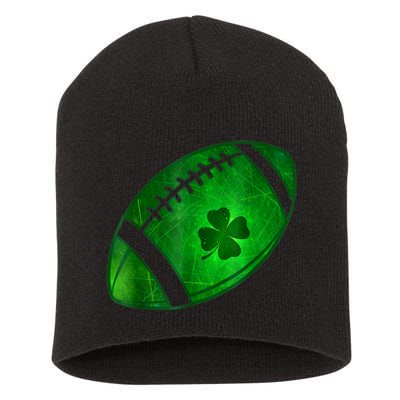 Football Shamrock Lucky Clover Irish St Patrick's Day Short Acrylic Beanie