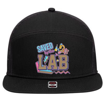 Funny School Lab Week Saved By The Lab 7 Panel Mesh Trucker Snapback Hat