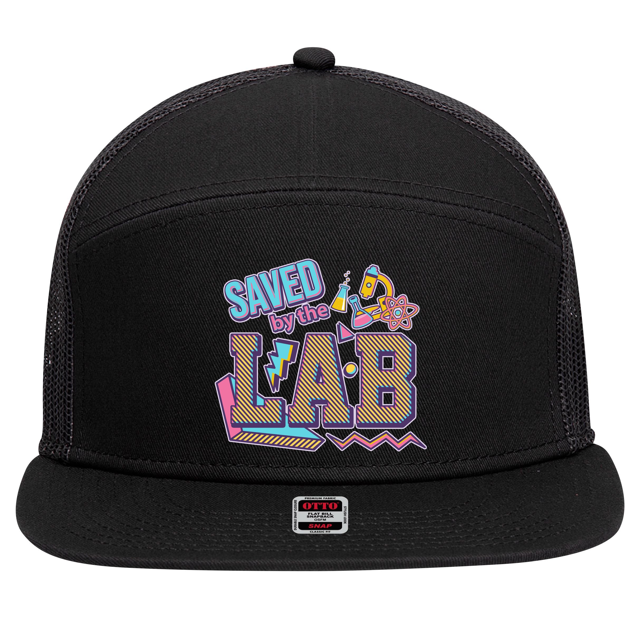 Funny School Lab Week Saved By The Lab 7 Panel Mesh Trucker Snapback Hat