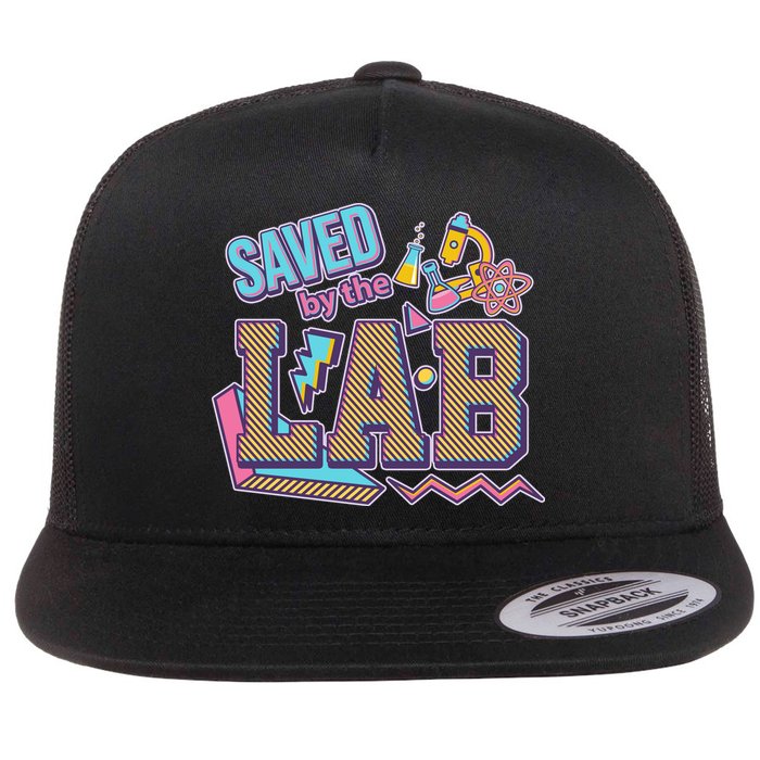 Funny School Lab Week Saved By The Lab Flat Bill Trucker Hat