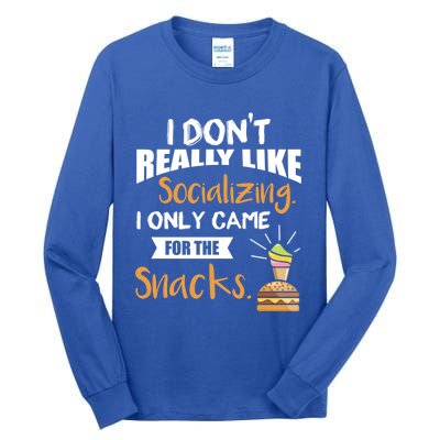 Funny Snack Lover 'I Don't Really Like Socializing ' Gift Tall Long Sleeve T-Shirt