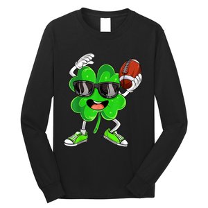 Football Shamrock Lucky Clover Irish St Patrick's Day b.o.y.s Long Sleeve Shirt