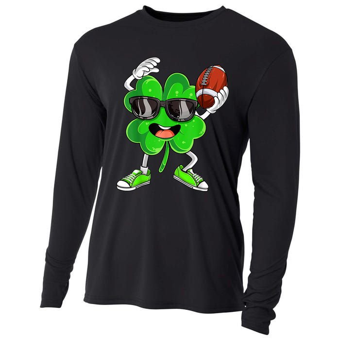 Football Shamrock Lucky Clover Irish St Patrick's Day b.o.y.s Cooling Performance Long Sleeve Crew