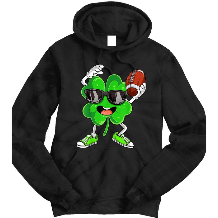 Football Shamrock Lucky Clover Irish St Patrick's Day b.o.y.s Tie Dye Hoodie