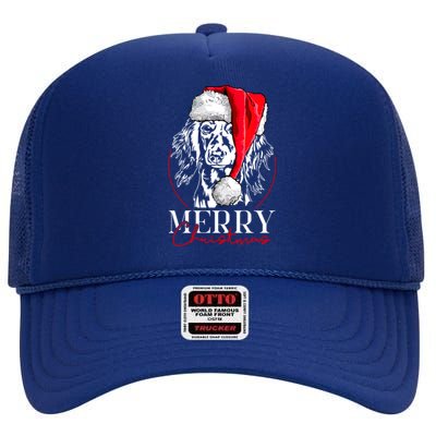 Funny Santa Longhaired Dachshund Merry Christmas Dog Mom Dog Gift High Crown Mesh Back Trucker Hat