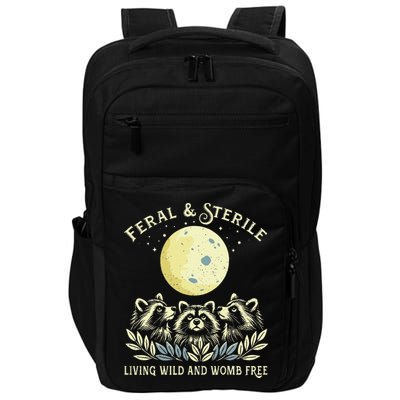 Feral & Sterile Living Wild And Womb Free Funny Racoon Retro Impact Tech Backpack
