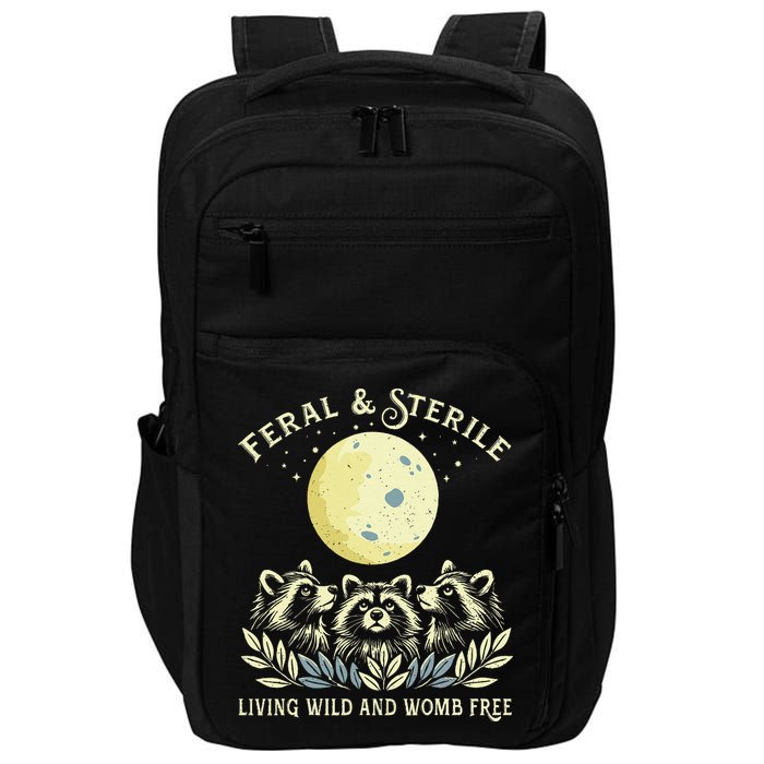 Feral & Sterile Living Wild And Womb Free Funny Racoon Retro Impact Tech Backpack