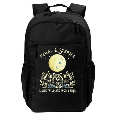Feral & Sterile Living Wild And Womb Free Funny Racoon Retro Backpack